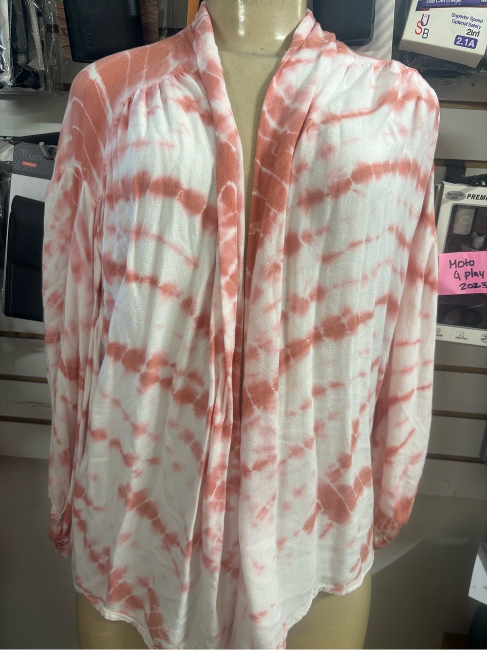 Women’s Tie-Dye Cover-Up - Coral and White